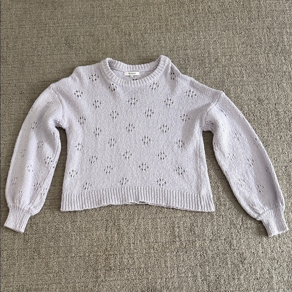 Madewell Light Lavender Eyelet Crewneck Sweater
